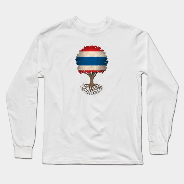 Tree of Life with Thai Flag Long Sleeve T-Shirt by jeffbartels